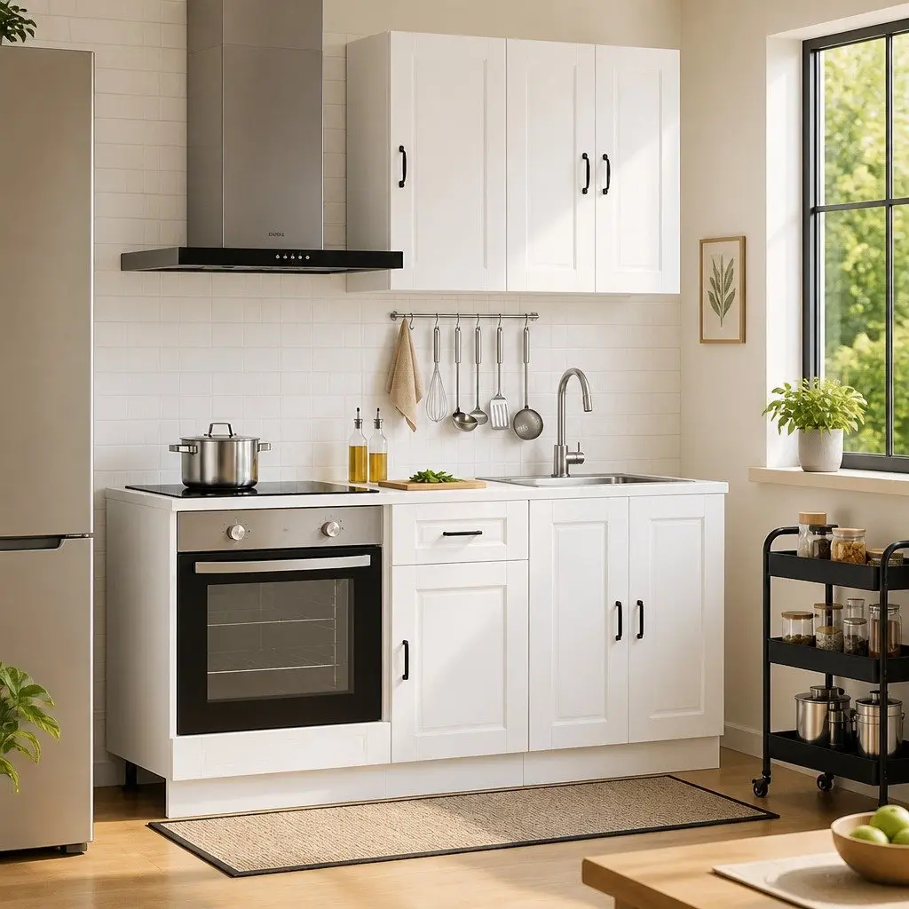 5-Piece Kitchen Cabinet Storage Unit in White