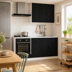 5 Piece Engineered Wood Kitchen Cabinet Unit in Black