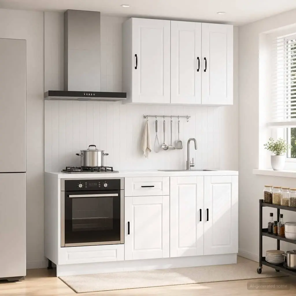 Kitchen Cabinet Unit 5 Piece High Gloss White Engineered Wood Storage Solution