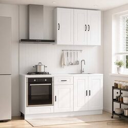 Kitchen Cabinet Unit 5 Piece High Gloss White Engineered Wood Storage Solution