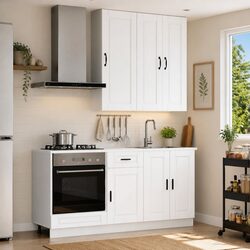 5-Piece Kitchen Storage Unit in White Engineered Wood