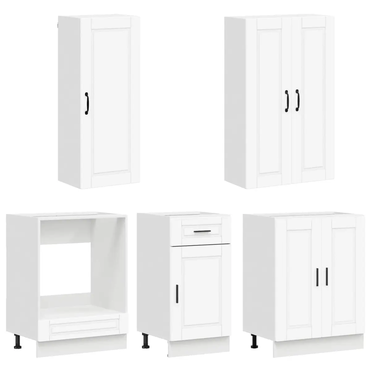 Kitchen Cabinet 5 Piece Engineered Wood Storage Unit White