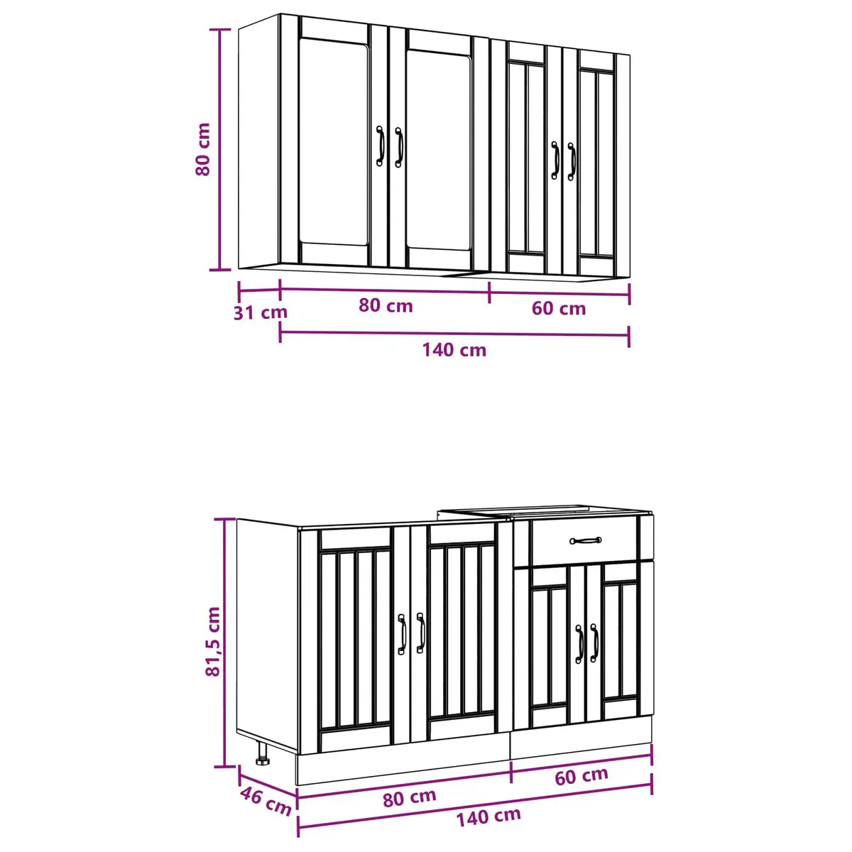 Kitchen Unit Modern Storage Organizer 4 Piece White Engineered Wood