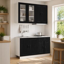 Engineered Wood Kitchen Unit with Storage and Worktop