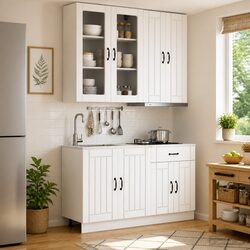 4 Piece Kitchen Storage Organizer in White Engineered Wood