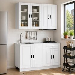 Engineered Wood Kitchen Unit 4 Pcs White Storage System