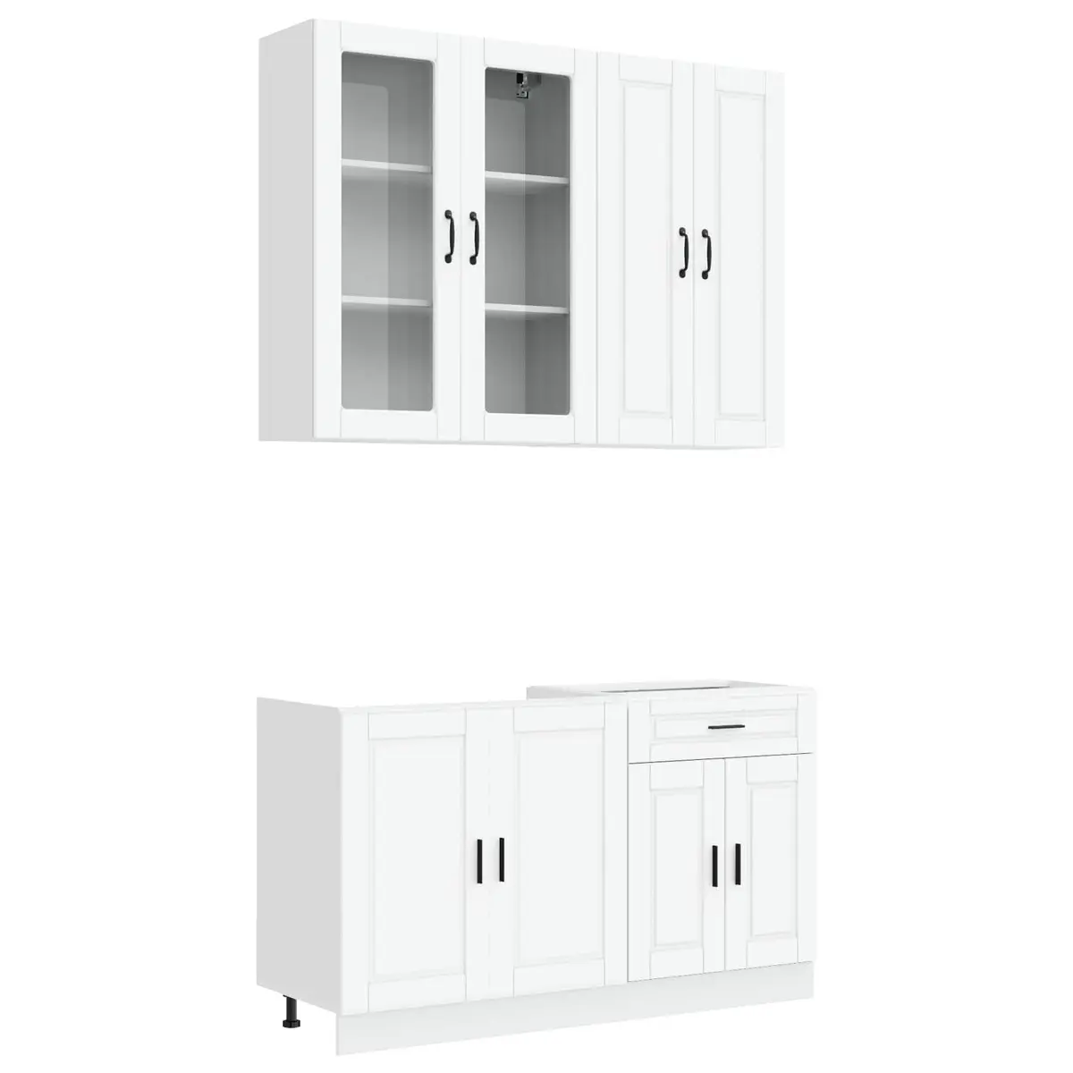Kitchen Cabinet Unit Adjustable Feet 4 Piece White Indoor Storage