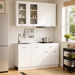 4-Piece White Engineered Wood Kitchen Unit LYON