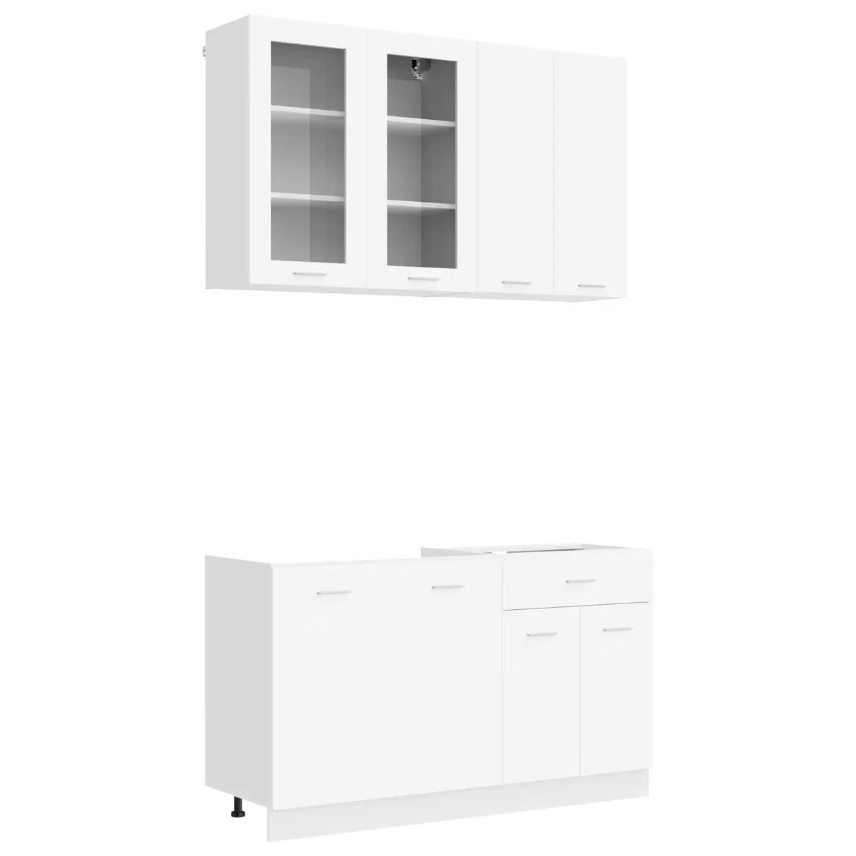 Kitchen Unit Modular Storage Cabinet Organizer 4 Pieces White Engineered Wood