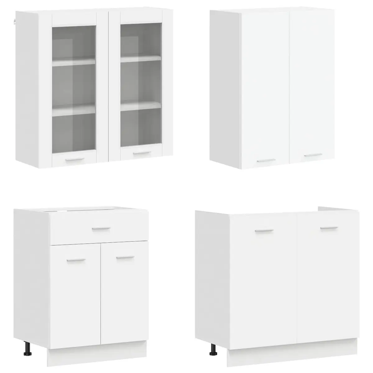 Kitchen Unit Modular Storage Cabinet Organizer 4 Pieces White Engineered Wood