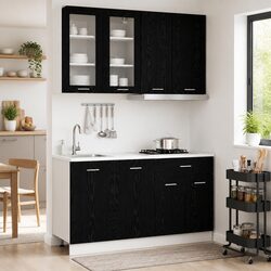 4 Piece Black Engineered Wood Kitchen Organizer LYON