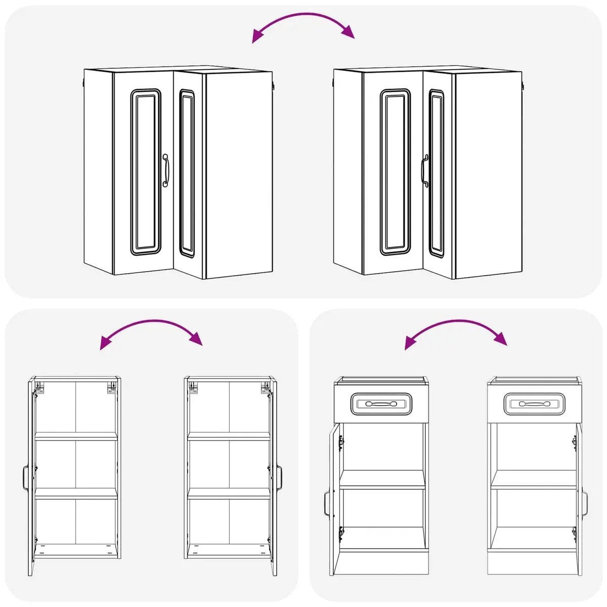 Kitchen Cabinet Unit Modern Storage 8 Piece White Engineered Wood