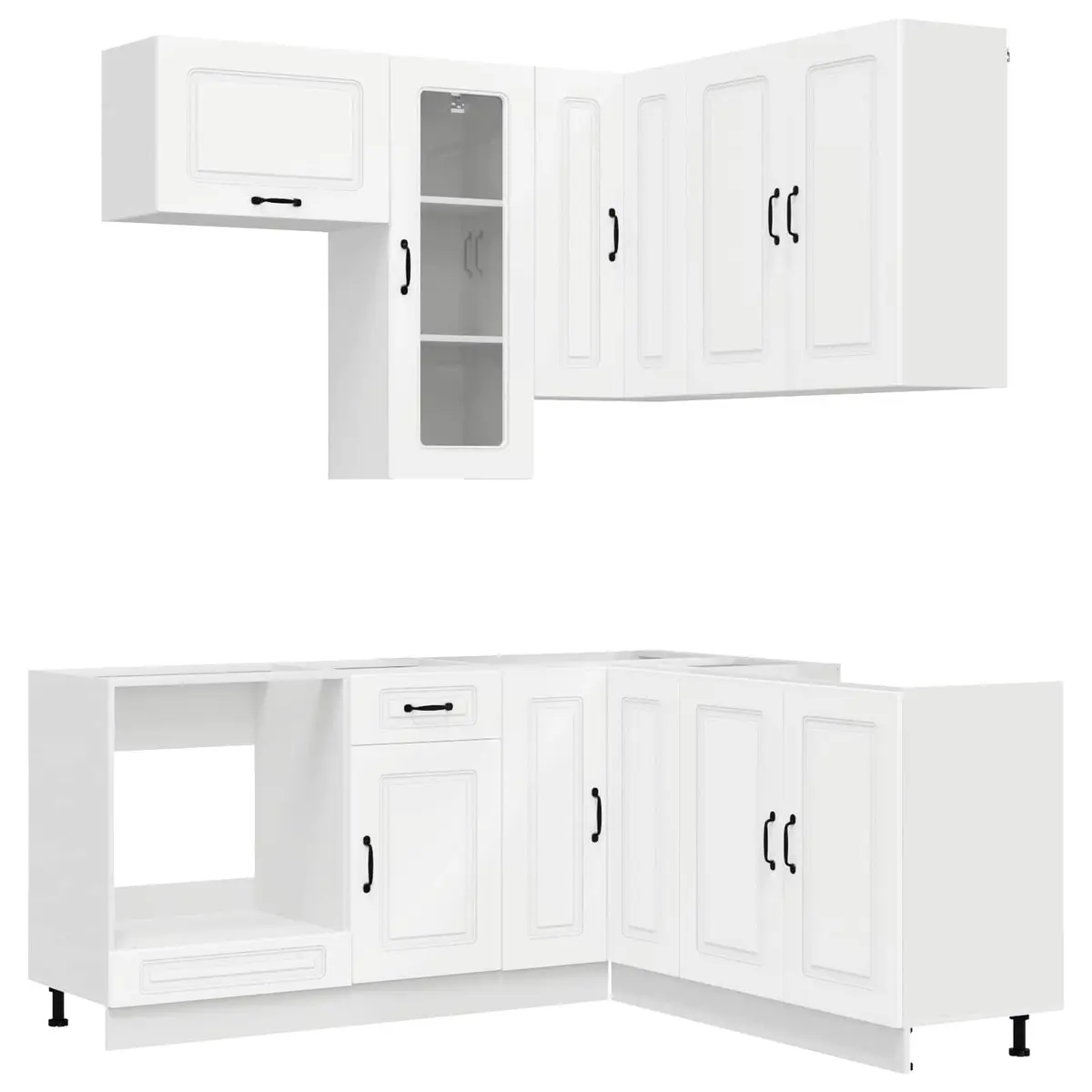 Kitchen Unit Adjustable Storage 8 Piece White Engineered Wood Cabinets