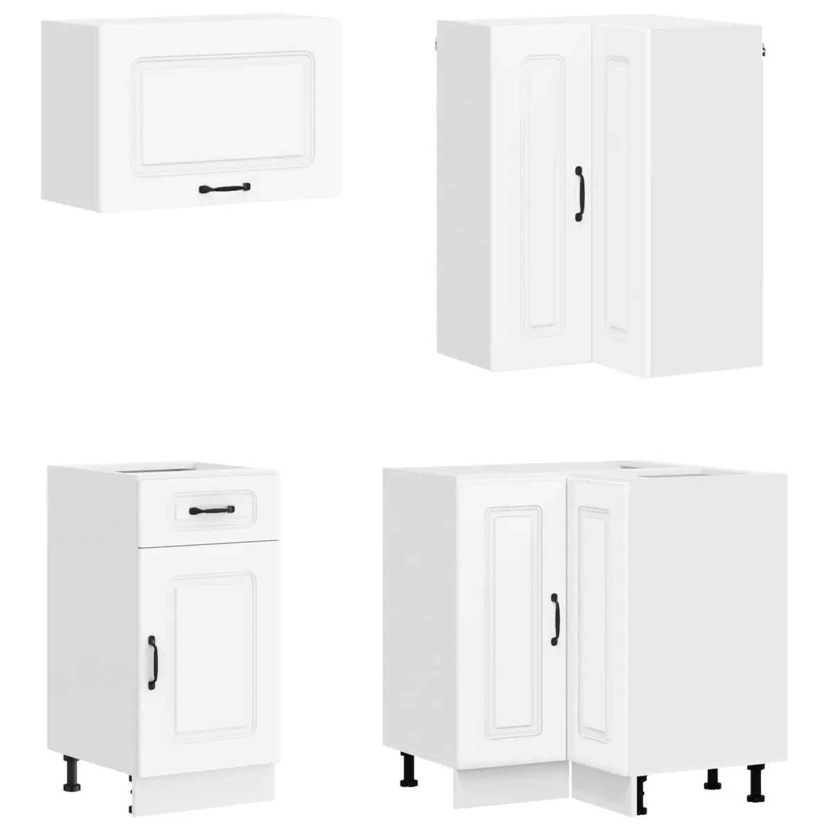 Kitchen Unit Adjustable Storage 8 Piece White Engineered Wood Cabinets