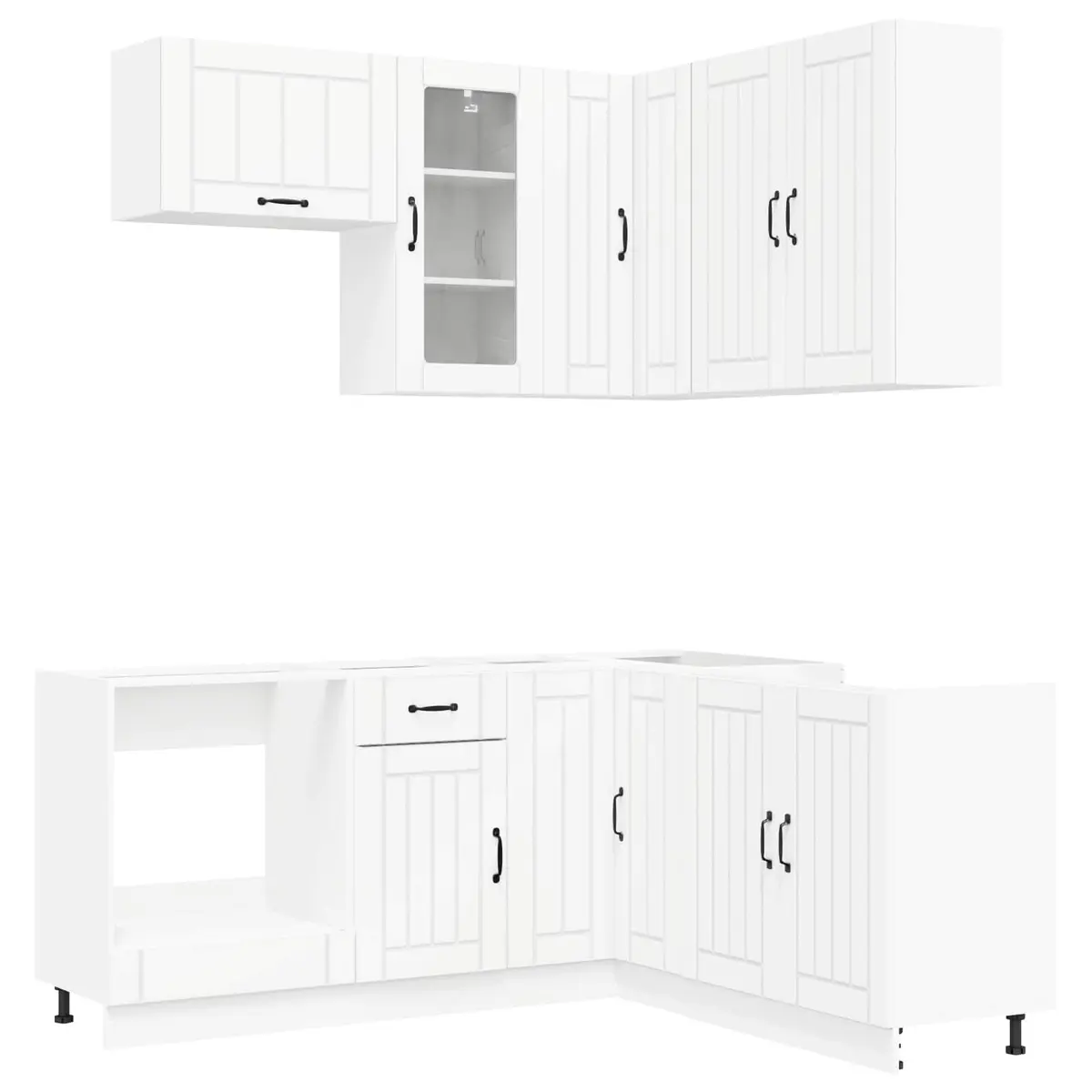 Kitchen Cabinet Modern 8 Piece White Engineered Wood Storage Unit