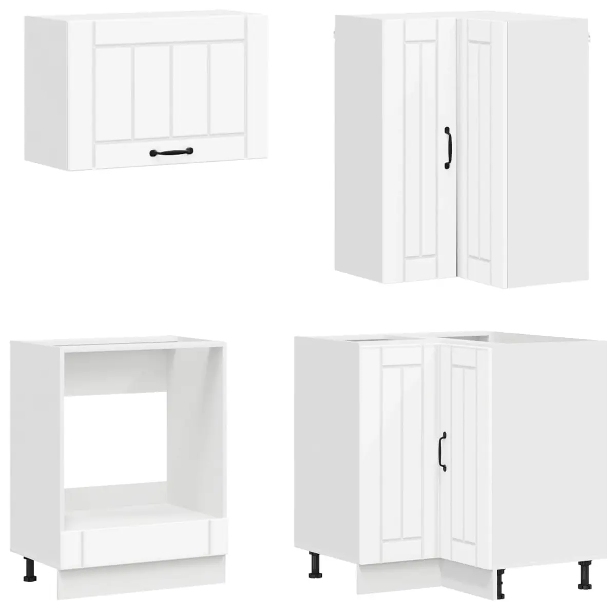 Kitchen Cabinet Modern 8 Piece White Engineered Wood Storage Unit