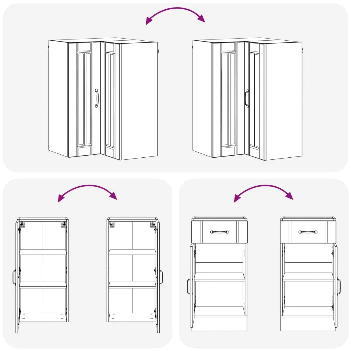 Kitchen Cabinet Modern 8 Piece White Engineered Wood Storage Unit