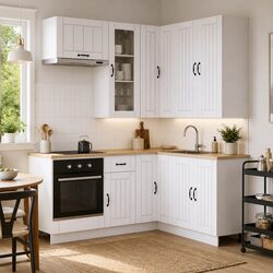 Engineered Wood 8-Piece Kitchen Storage Unit in White