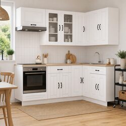 Engineered Wood 8 Piece Kitchen Storage Unit in White