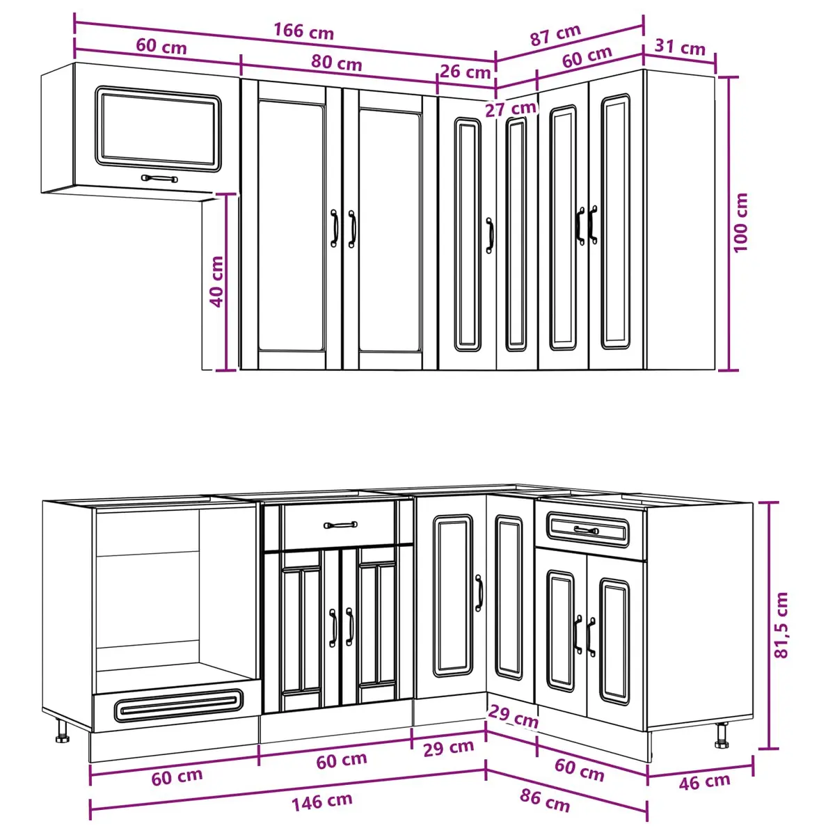 Kitchen Unit 8 Pieces Engineered Wood Storage Convenience White