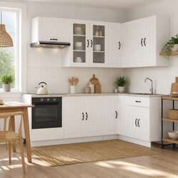 White 8-Piece Engineered Wood Kitchen Cabinet Set