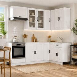Engineered Wood Kitchen Cabinet Unit 8-Piece Set in White