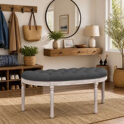 Grey Velvet Bench 110.5x45x49 cm with Storage