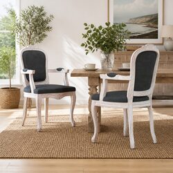 Grey Velvet Dining Chairs - Set of 2 with Wooden Legs