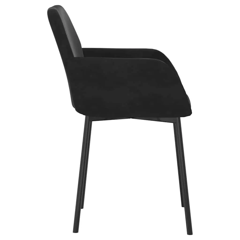 Dining Chairs 2 pcs Black Velvet Kitchen Seat Armrest Backrest Padded Foam