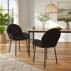 Faux Leather Dining Chairs - 2 Piece Set in Black