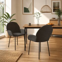 Grey Velvet Kitchen Dining Chairs - Set of 2