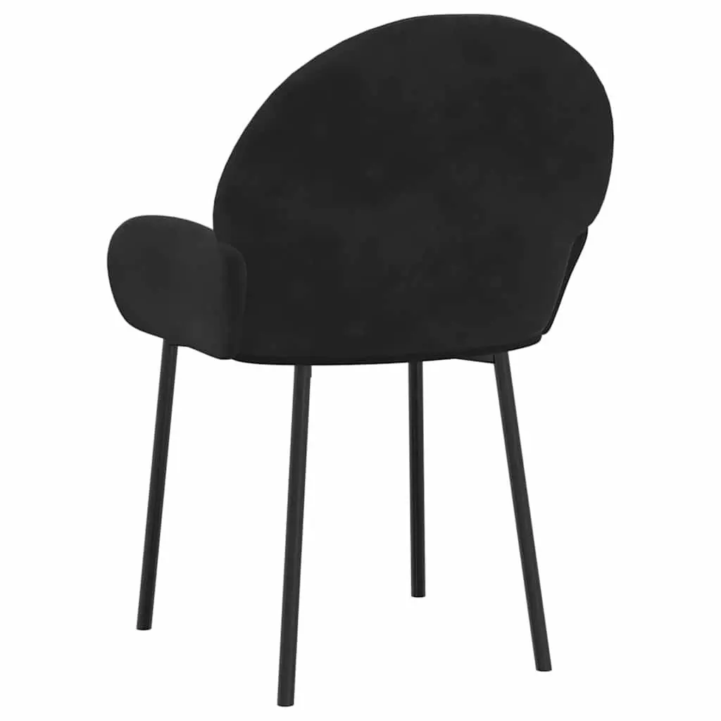 Dining Chairs Ergonomic Comfort 2 Piece Black Velvet Padded Armrest Backrest