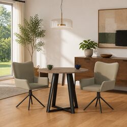 Swivel Dining Chairs – 2 Pcs Grey Velvet with Armrest