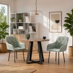 Grey Velvet Dining Chairs - 2 Piece Set