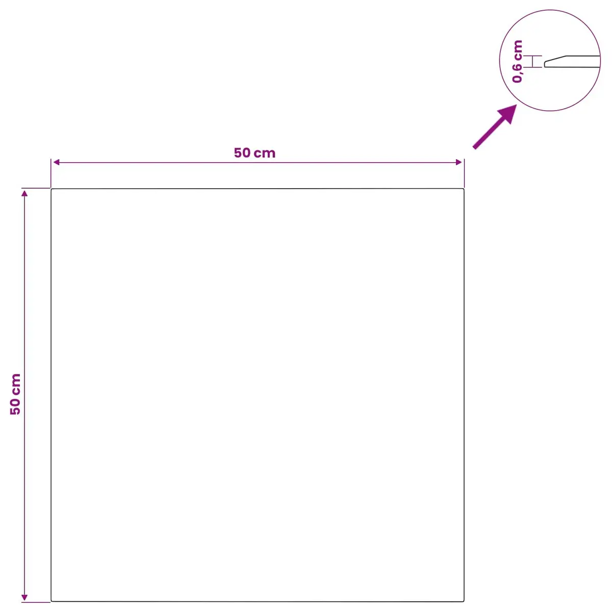 Tempered Glass Table Top Clear 50x50 cm Transparent