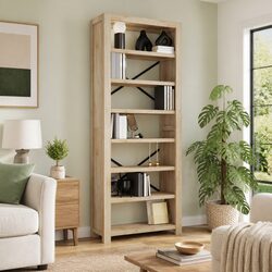 7-Tier Wooden Bookcase 80x30x200cm Shelving Unit