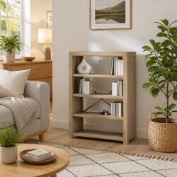 4-Tier Bookcase in Solid Acacia Wood, 80x30x110 cm