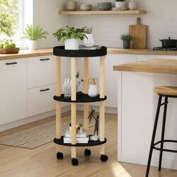 3-Tier Kitchen Trolley with Engineered Wood Construction