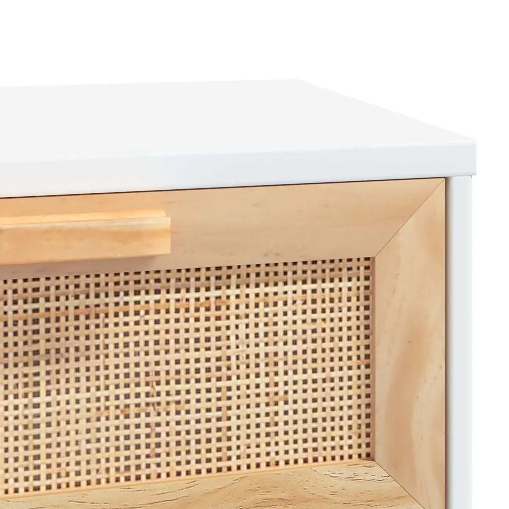 Coffee Table Storage 80x40x30cm White Rattan Weaving