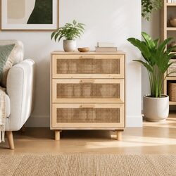 Sideboard Cabinet with Rattan Weaving 60x30x70cm in Brown