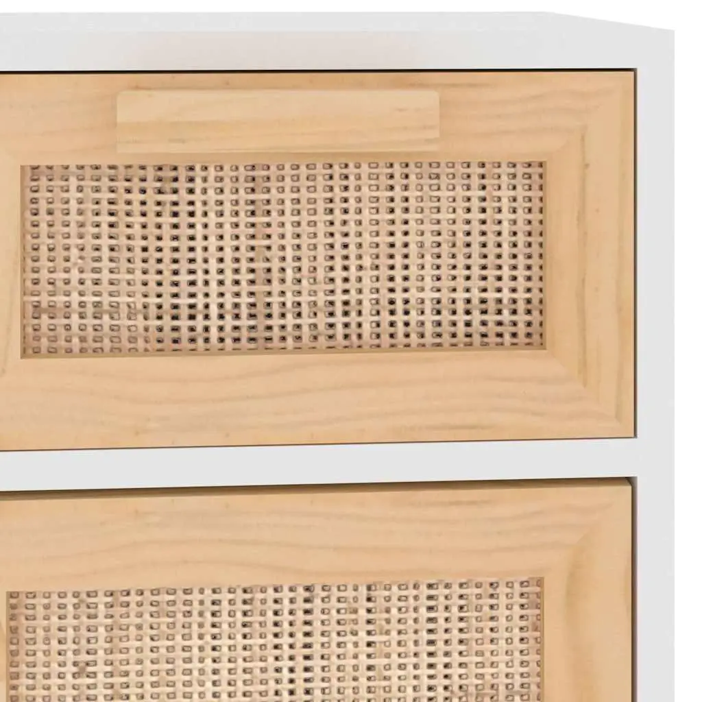 Sideboard Cabinet White Storage Cupboard with 2 Drawers and Rattan Door 60W x 30D x 75H cm