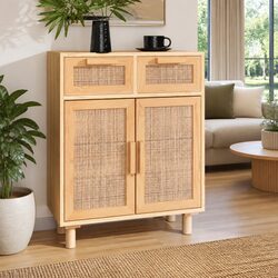 Sideboard Cabinet with Rattan Design 60x30x75cm