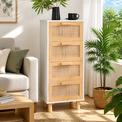 Sideboard Cabinet 40x30x90cm with Rattan Drawers