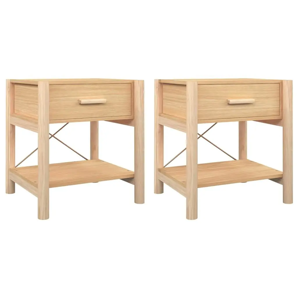 Bedside Tables 2pcs Brown Engineered Wood Nightstand Cabinet Storage Furniture