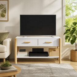 TV Cabinet in White 82x38x45 cm Engineered Wood Unit