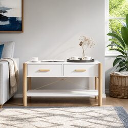 White Engineered Wood Coffee Table with Storage