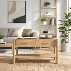 Brown Engineered Wood Coffee Table with Storage Space