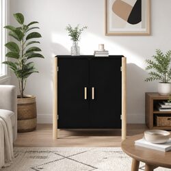 Black Sideboard Cabinet with Engineered Wood Construction