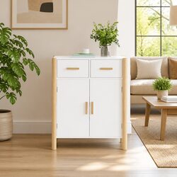 White Storage Cabinet Sideboard 62x38x75cm Engineered Wood