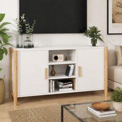 Functional White Storage Cabinet 107x38x60cm Sideboard